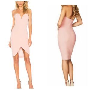 Nookie Revolve Honey Bodycon Sweetheart Neckline Dress LARGE in Blush  $229
